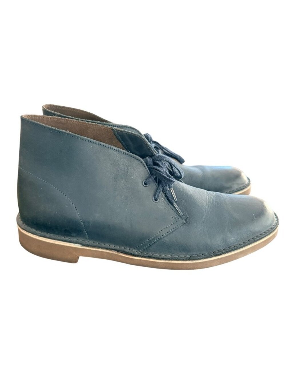 Clarks Mens Bushacre 2 Navy Leather Chukka Boots Size 12